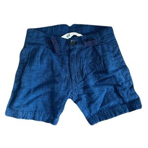 H&M Navy Casual Linen Blue Shorts